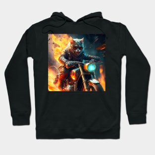 Cat Fiery motorcyclist Hoodie